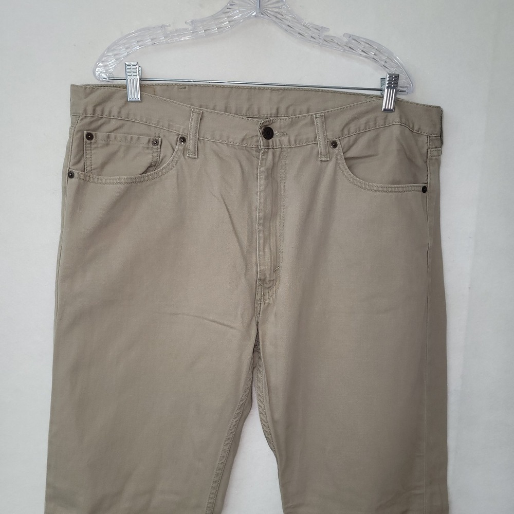Levi's 505 Regular Fit Pants Mens 38x32 Khaki Tan Straight Leg Twill Flaw READ - Picture 11 of 13